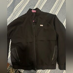 Figs Black Zip-Up Jacket with Subtle Logo